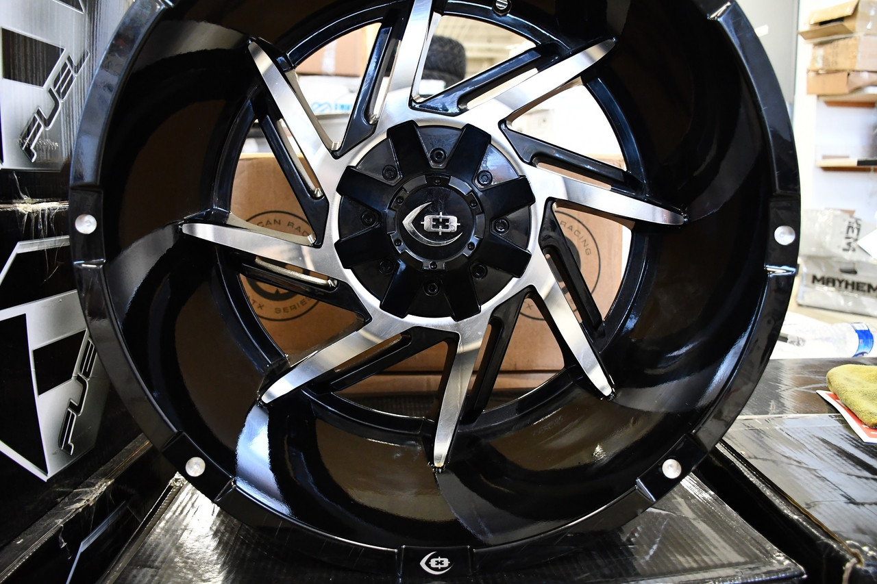 Set 4 18" Vision 422 Prowler Gloss Black Machined Face 18x9 Wheels 6x5.5 (6x139.7) -12mm Rims