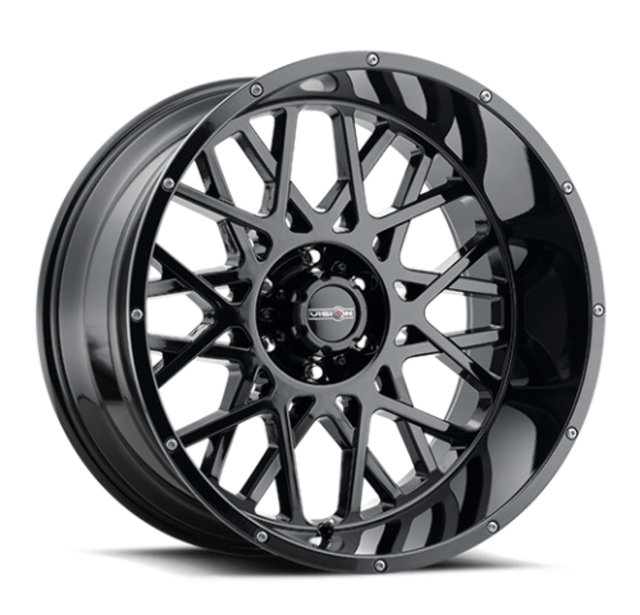 Set 4 20" Vision 412 Rocker Gloss Black Wheels 20x10 6x5.5 Truck Rims -25mm