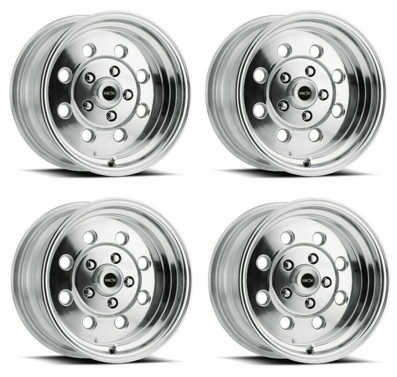 Set 4 15" Vision American Muscle 531 Sport Lite Polished 15x10 5x4.75 Rims 25mm