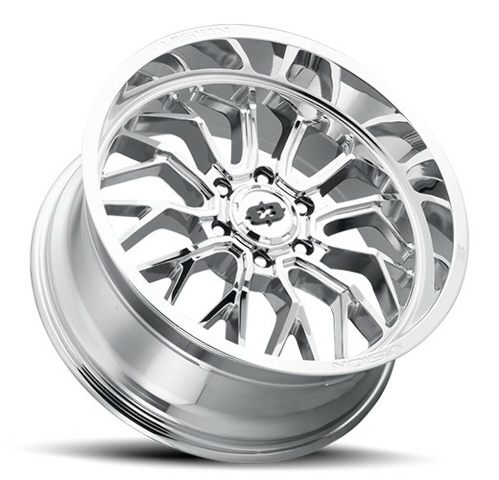 Set 4 20" Vision Off-Road 402 Riot Chrome 20x12 6x5.5 Rims -51mm GMC Ram Lifted