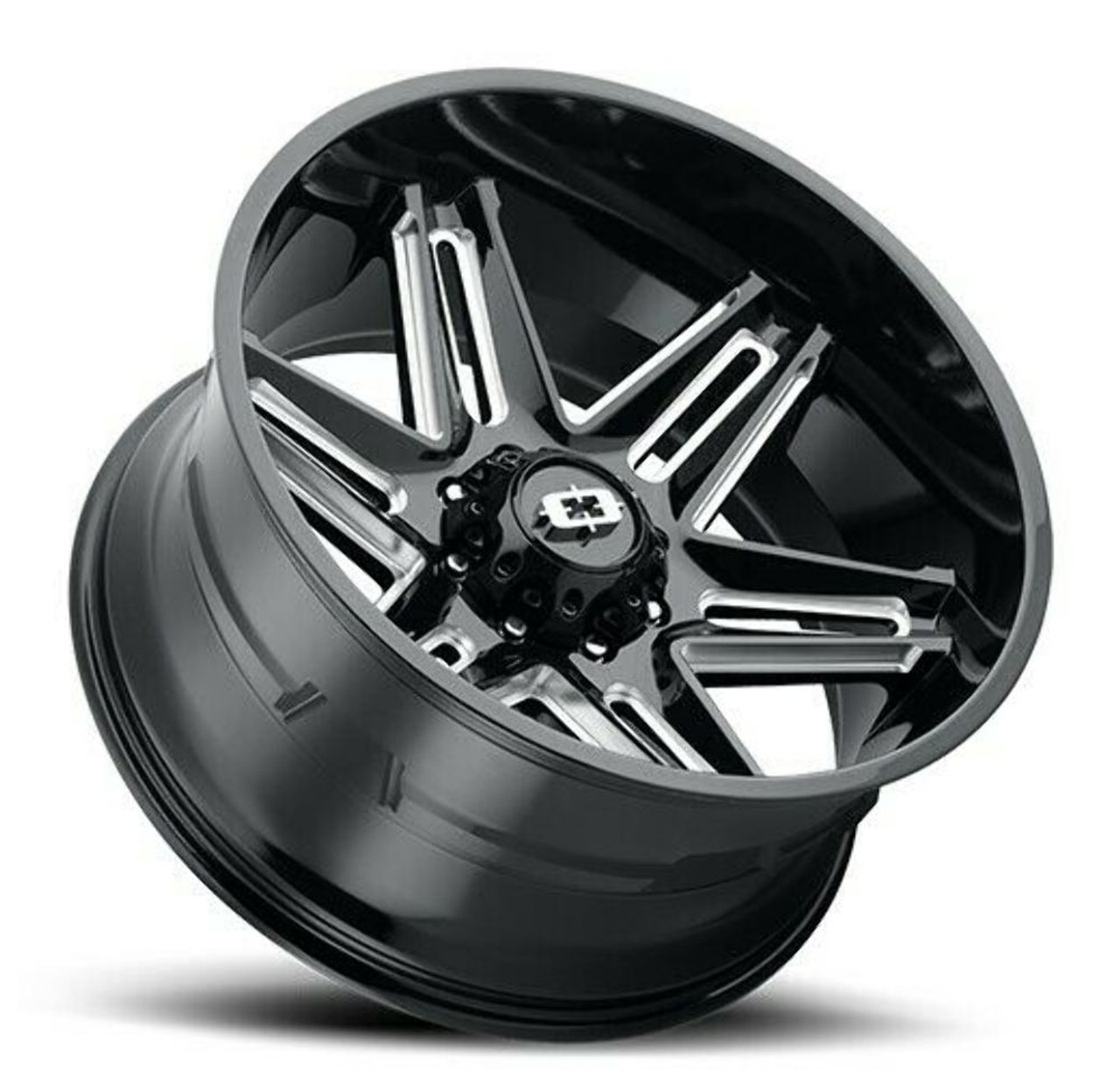 Set 4 22" Vision 363 Razor Gloss Black Milled Spoke Wheels 22x12 8x6.5 Rim -51mm