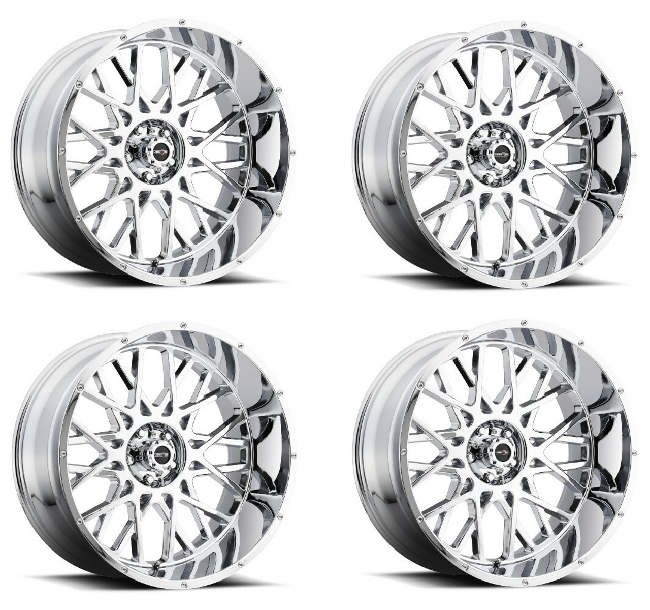Set 4 22" Vision Off-Road 412 Rocker Chrome Wheels 22x10 6x135 Truck Rims -19mm Set 4 22" Vision Off-Road 412 Rocker Chrome Wheels 22x10 6x135 Truck Rims -19mm
