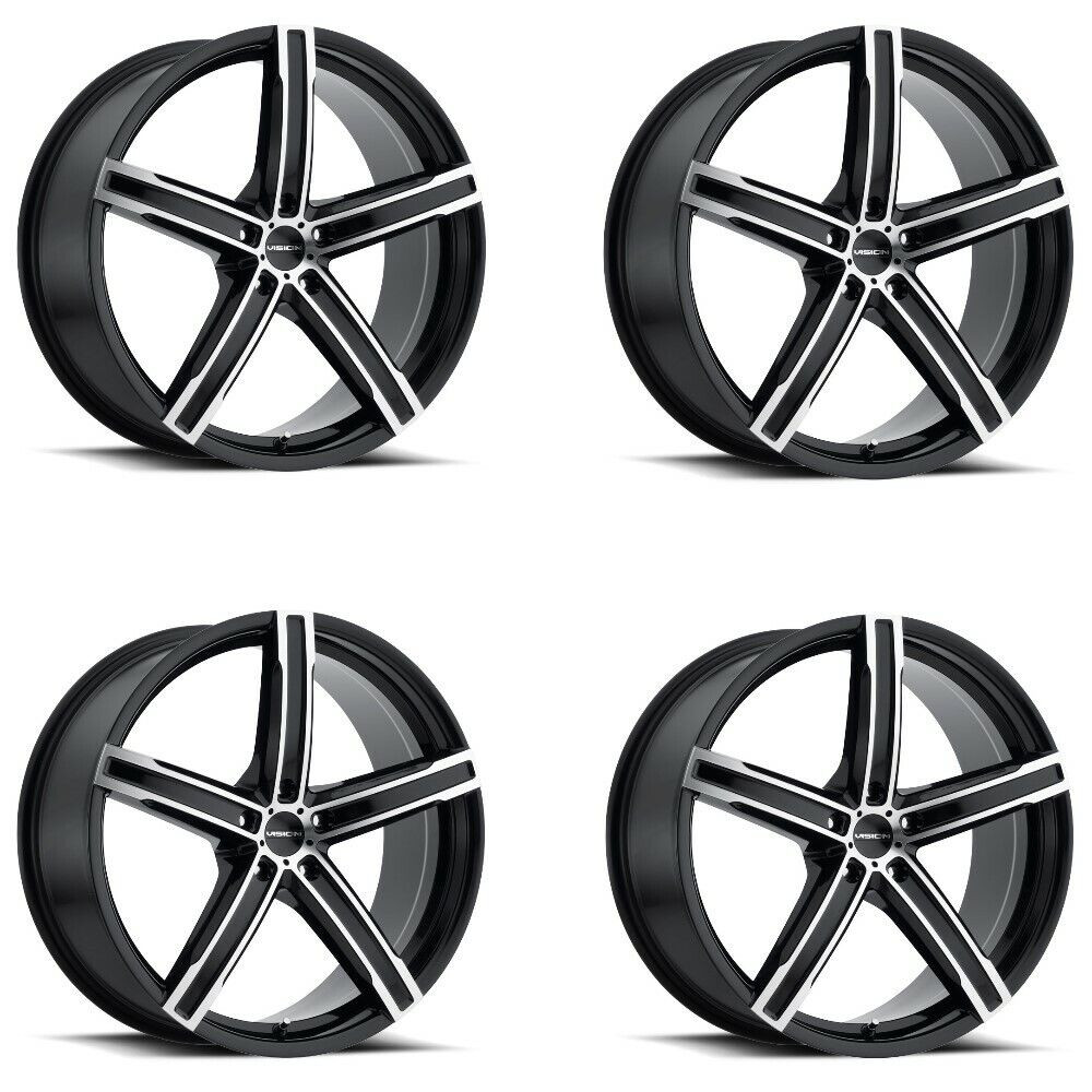 Set 4 20" Vision 469 Boost Gloss Black Machined Face 20x8.5 Wheels 5x112 35mm Rims