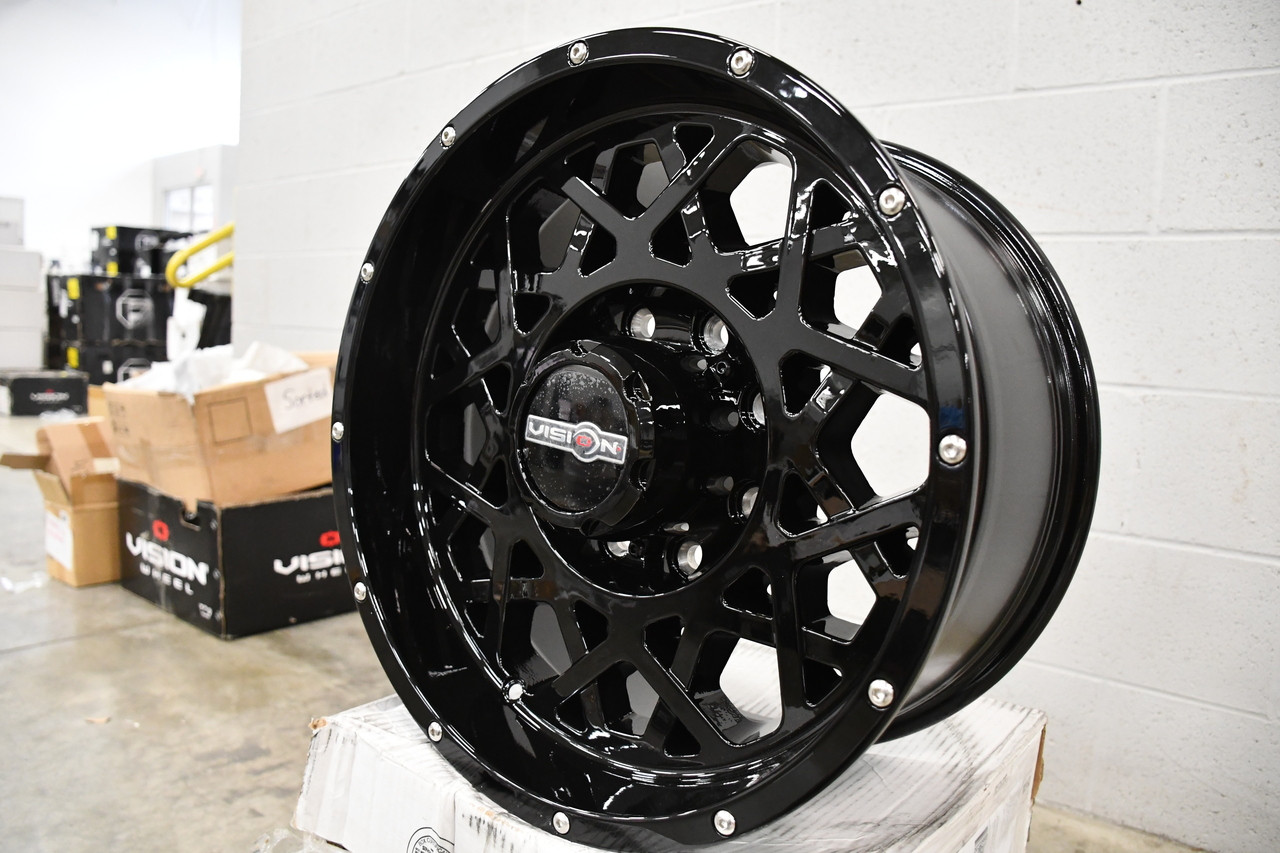 Set 4 22" Vision Off-Road 412 Rocker Gloss Black Wheels 22x10 6x5.5 Rims -19mm