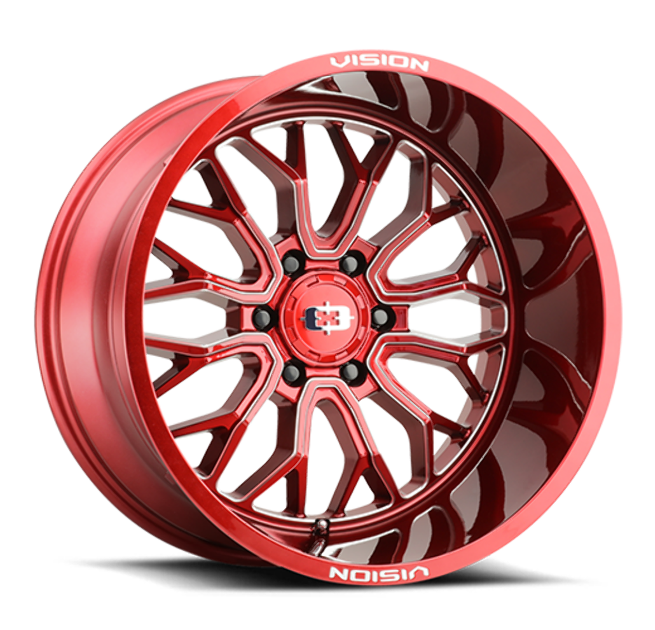 Set 4 20" Vision Off-Road 402 Riot Red Tint Milled Spoke 20x12 6x5.5 Rims -51mm