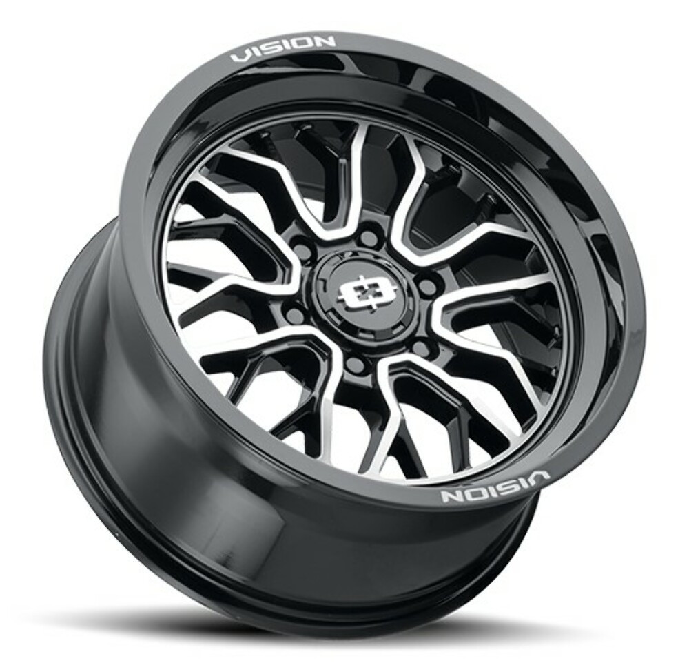 Set 4 20" Vision 402 Riot Gloss Black Machined Face 20x12 Wheels 5x5.5 (5x139.7) -51mm Rims