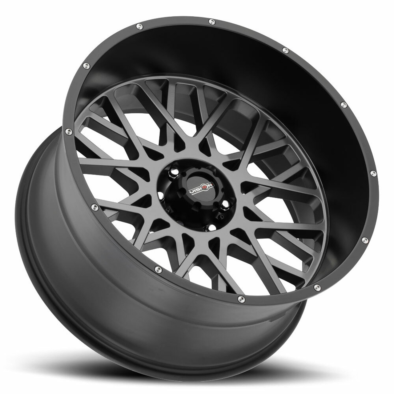 Set 4 20" Vision 412 Rocker Anthracite Satin Black Lip Wheels 20x9 6x5.5 10mm