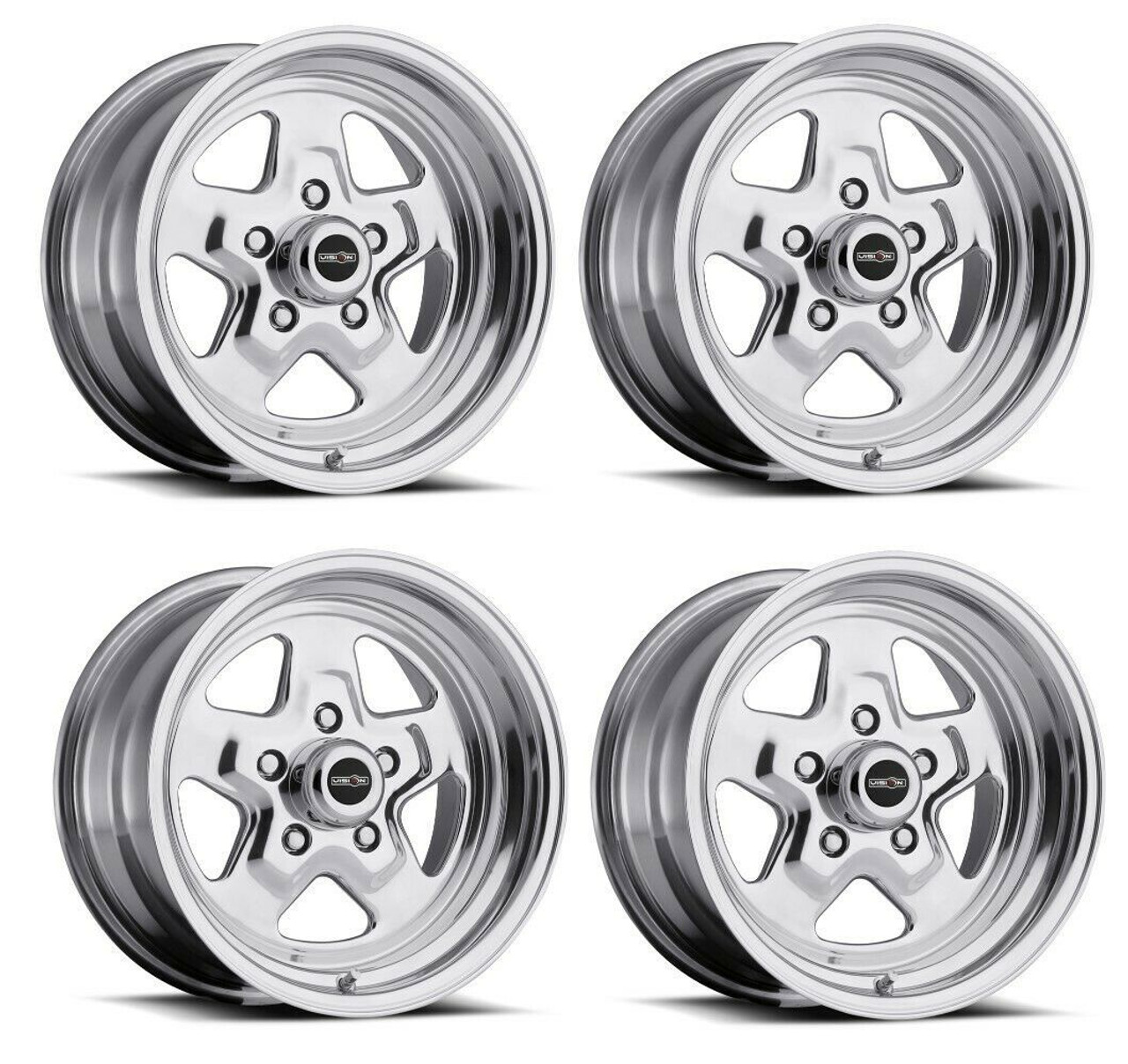 Set 4 15" Vision American Muscle 521H Nitro Polished Wheel 15x10 5x4.5 Rims 25mm
