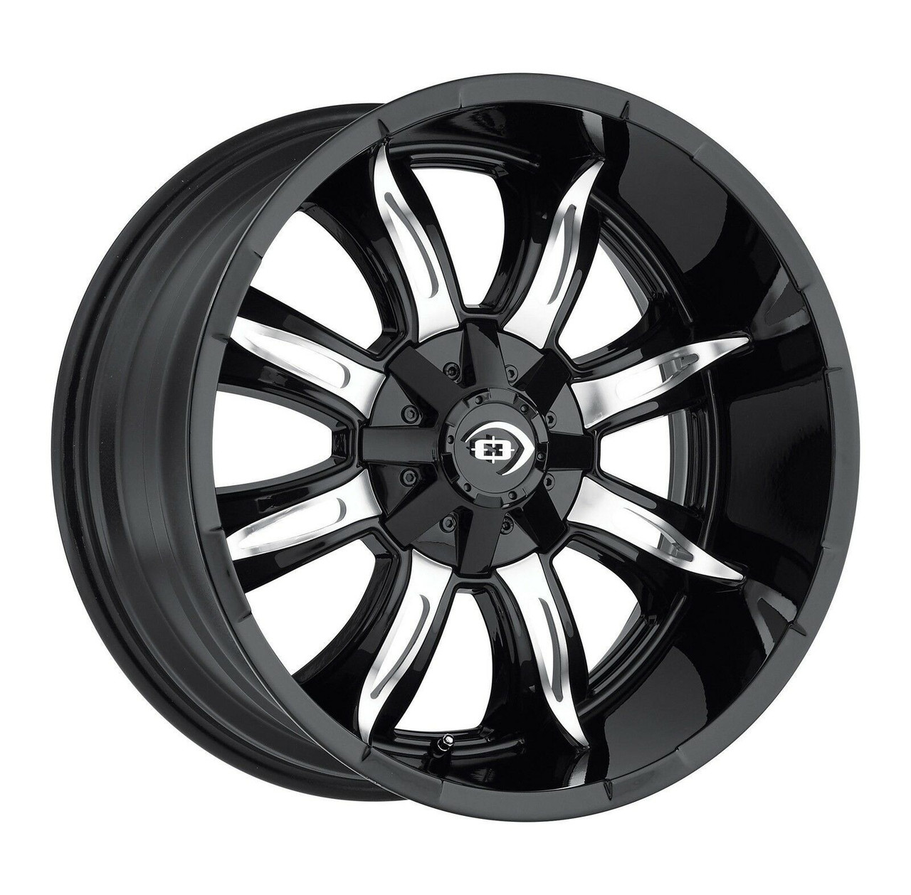 Set 4 17" Vision 423 Manic Gloss Black Machined Face 17x9 Wheels 8x6.5 (8x165.1) 12mm Rims