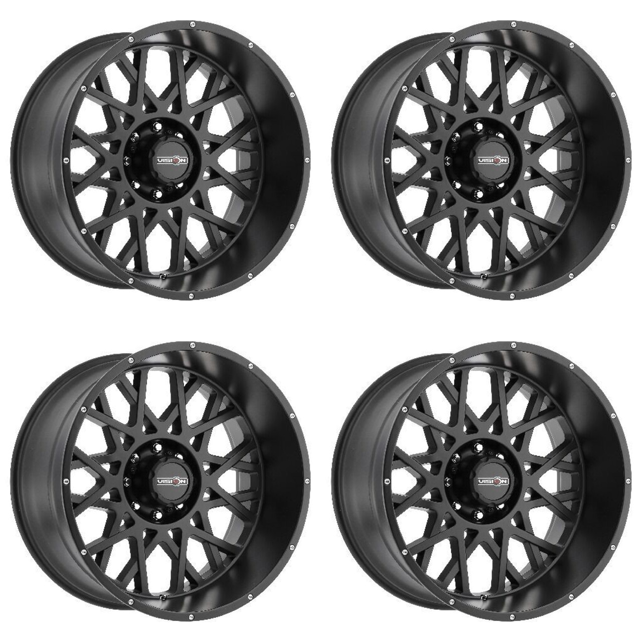 Set 4 22" Vision Off-Road 412 Rocker Satin Black Wheels 22x12 5x5.5 Rims -51mm