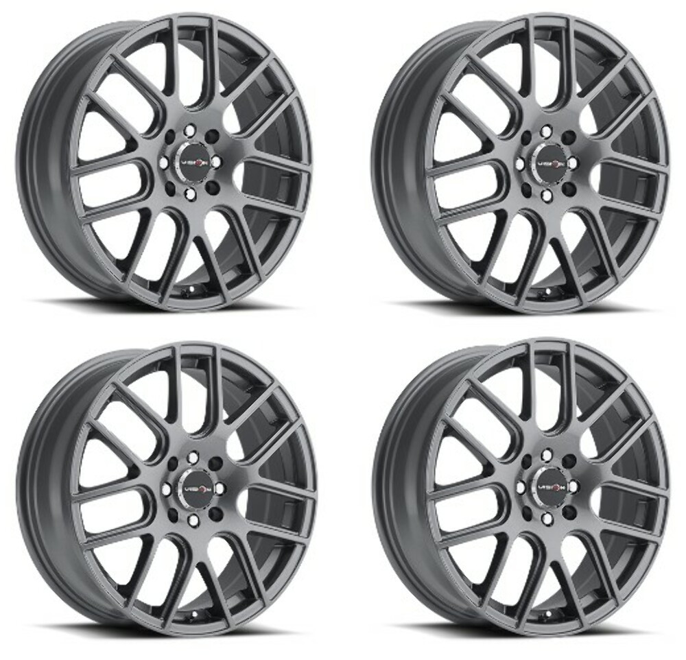 Set 4 15" Vision Street 426H Cross Gunmetal Wheels 15x6.5 5x112 Rims 38mm