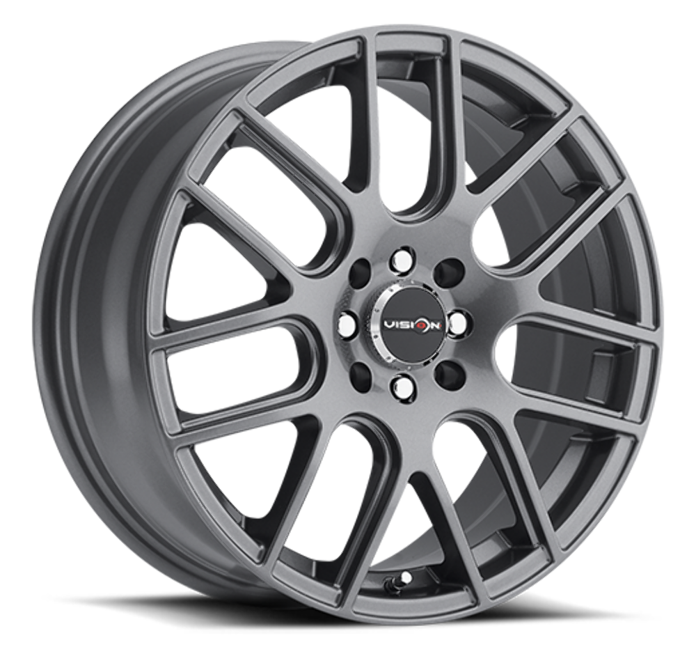 Set 4 15" Vision Street 426H Cross Gunmetal Wheels 15x6.5 5x112 Rims 38mm