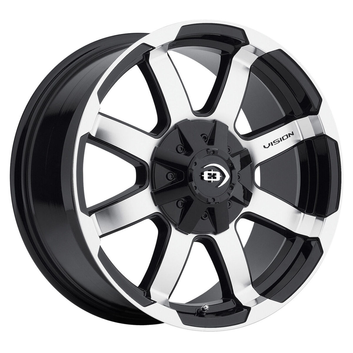 Set 4 16" Vision 413 Valor Gloss Black Machined Face 16x8 Wheels 8x170 0mm Rims