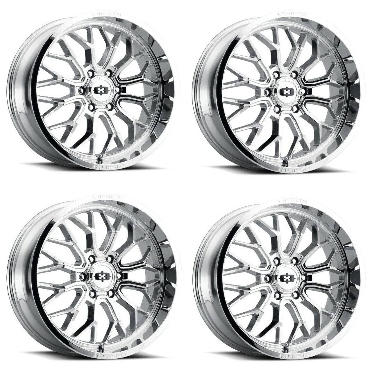 Set 4 24" Vision Off-Road 402 Riot Chrome Wheels 24x12 8x180 Lifted Rims -51mm