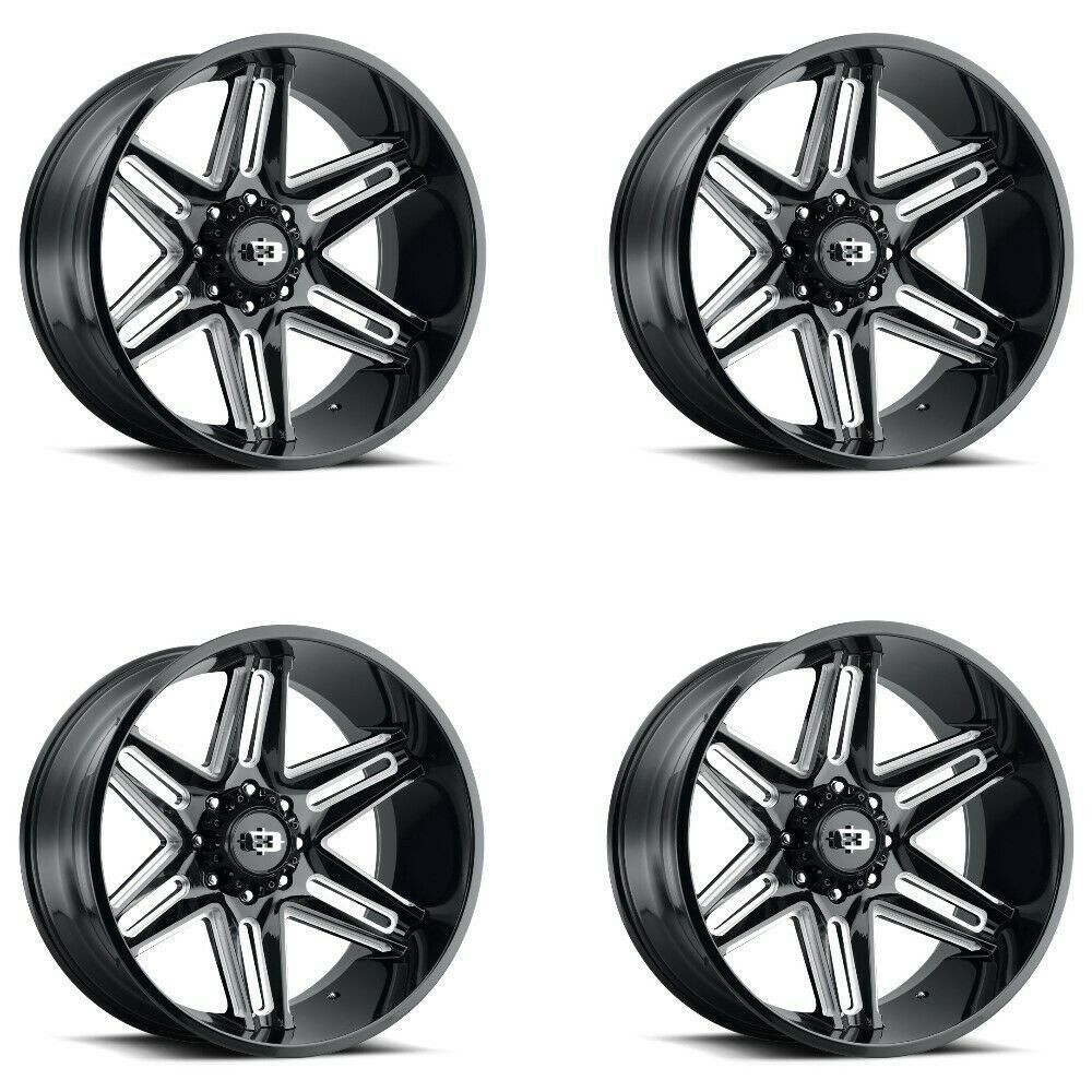 Set 4 22" Vision 363 Razor Gloss Black Milled Spoke Wheels 22x10 6x5.5 Rim -19mm