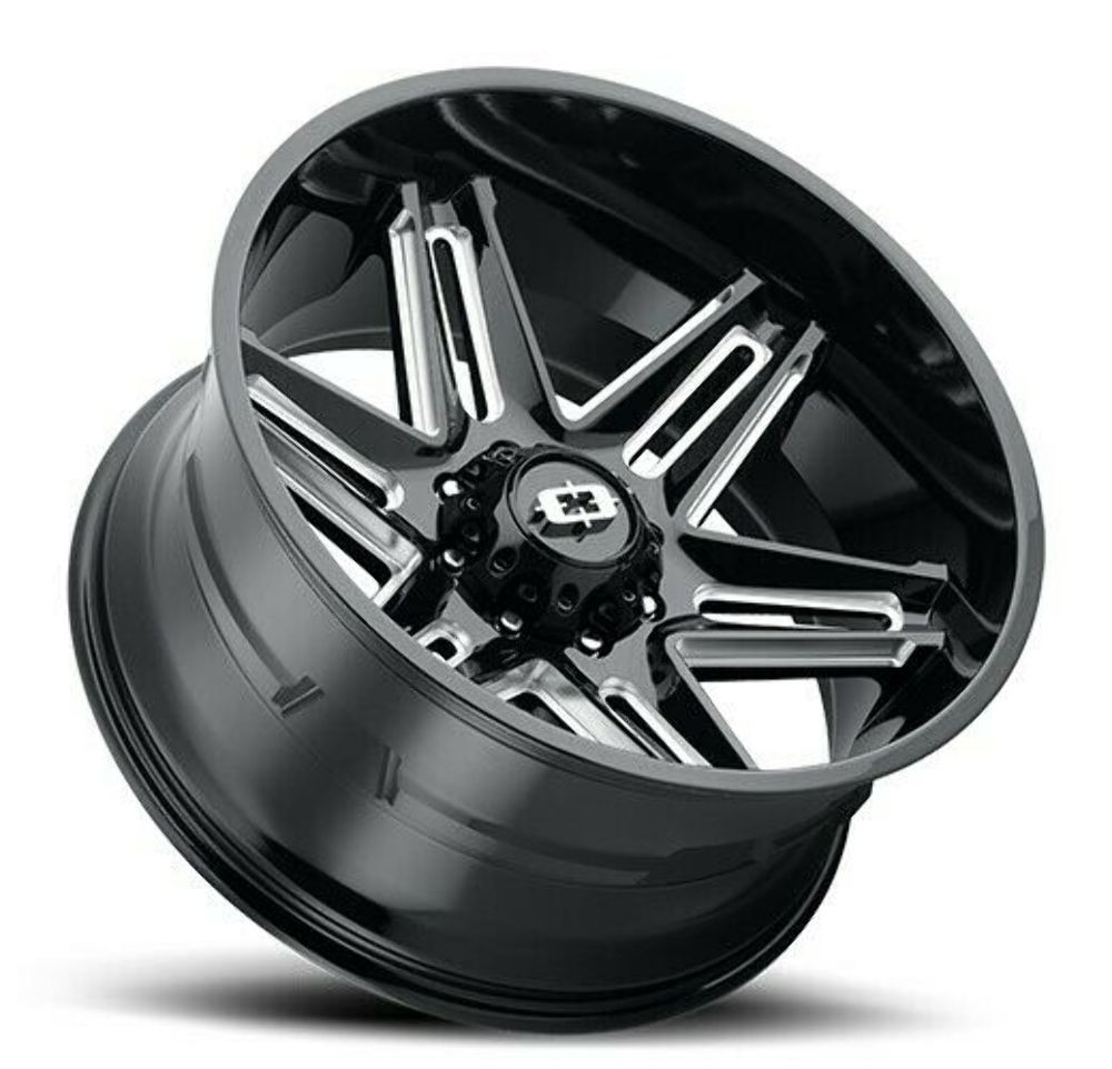 Set 4 22" Vision 363 Razor Gloss Black Milled Spoke Wheels 22x10 6x5.5 Rim -19mm