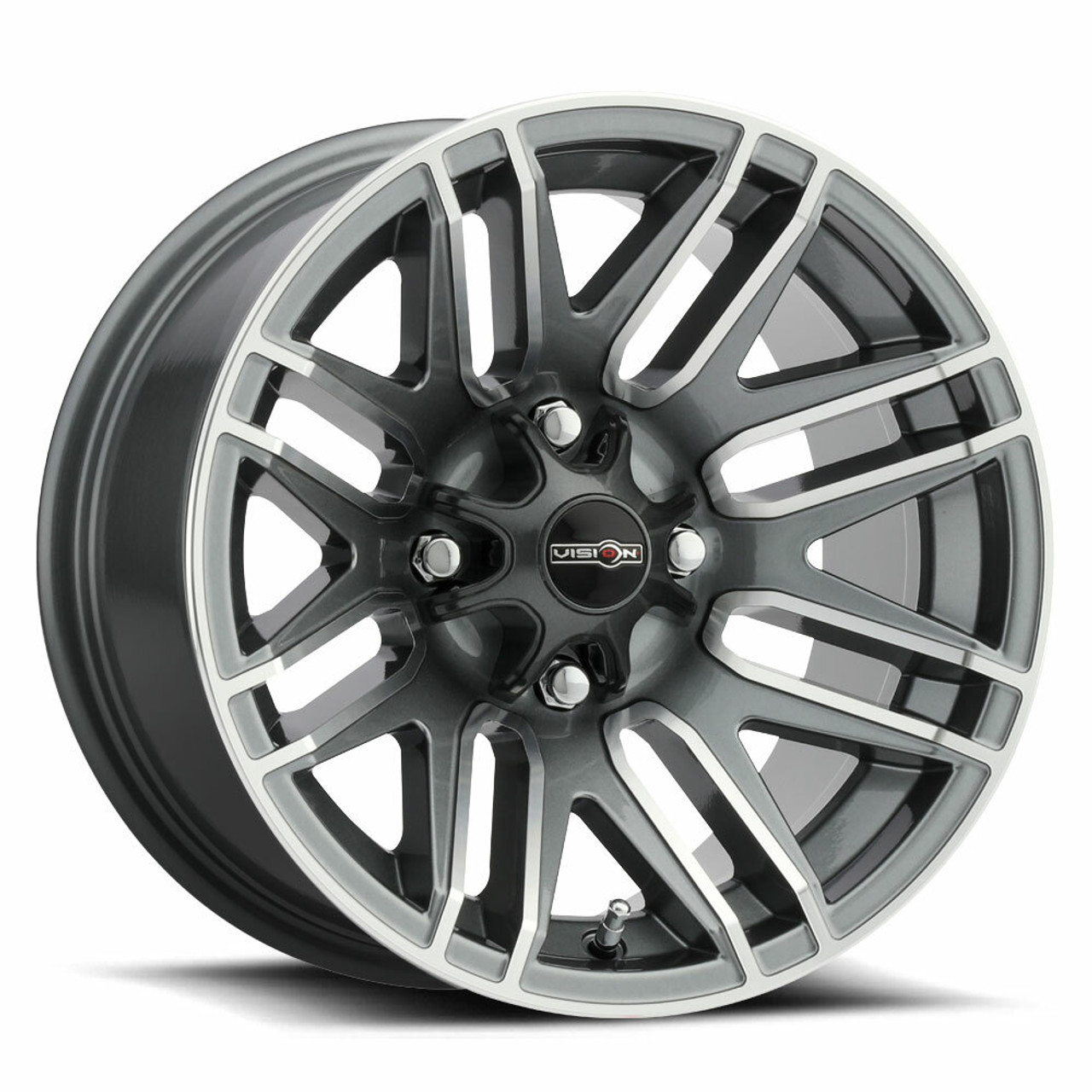 12" Vision ATV 112 Assault Gunmetal Machined Face Wheel 12x8 4x110 -10.2mm Rim