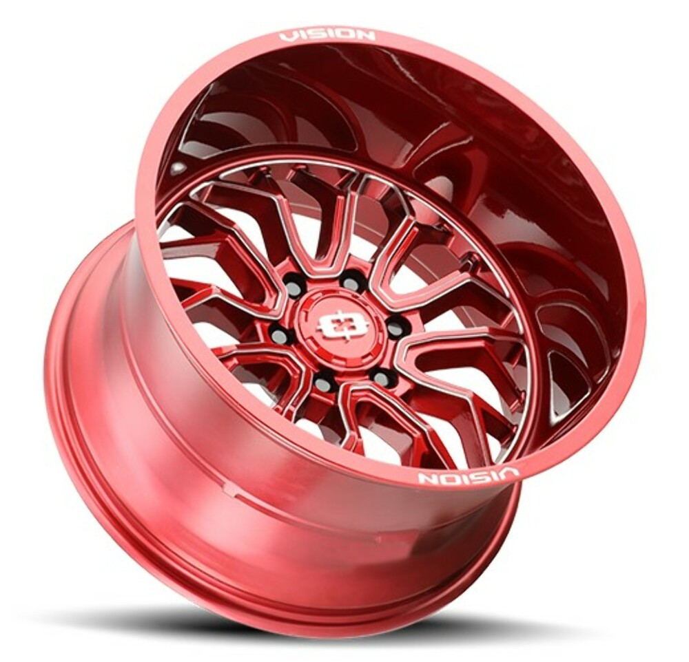 Set 4 20" Vision Off-Road 402 Riot Red Tint Milled Spoke Wheels 20x9 5x5 10mm