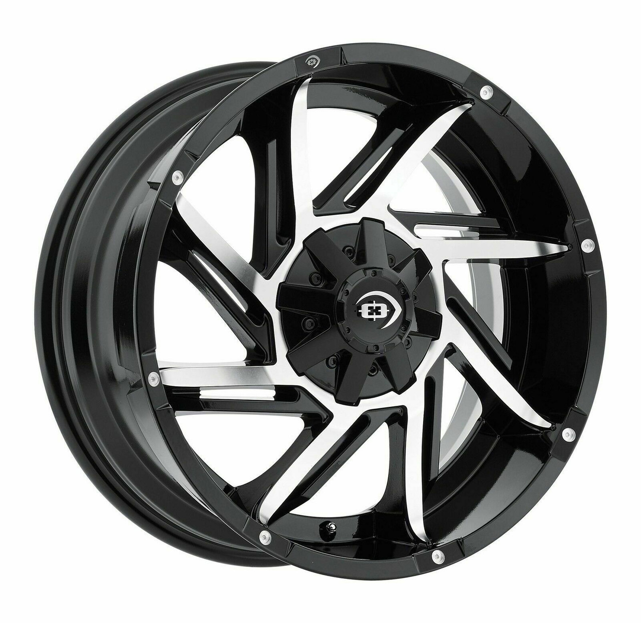Set 4 20" Vision 422 Prowler Gloss Black Machined Face Wheels 20x9 8x6.5 -12mm