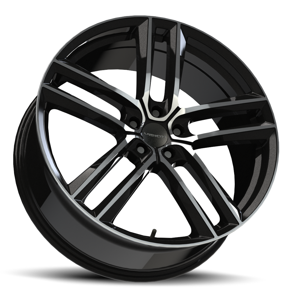 Set 4 18" Vision 475 Clutch Gloss Black Machined Face 18x8.5 Wheels 5x4.5 (5x114.3) 32mm Rims