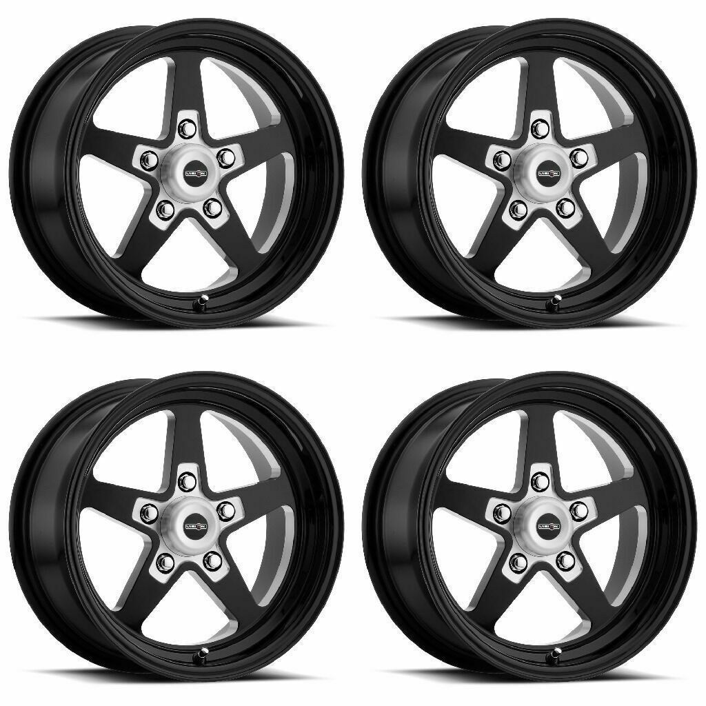 Set 4 15" Vision American Muscle 571 Sport Star II Black 15x4 5x4.75 Rims -19mm