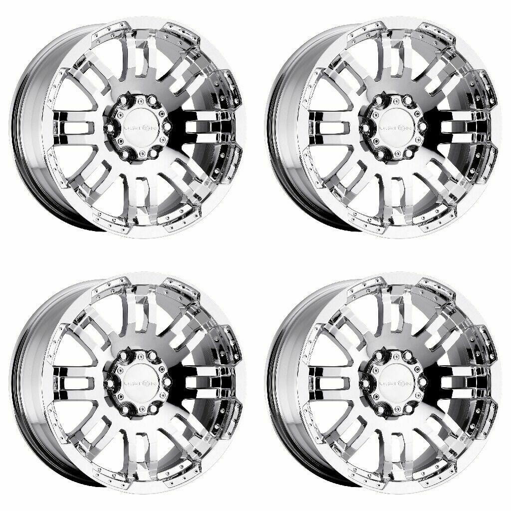 Set 4 20" Vision Off-Road 375 Warrior Chrome Wheels 20x9 6x5.5 Truck Rims 30mm
