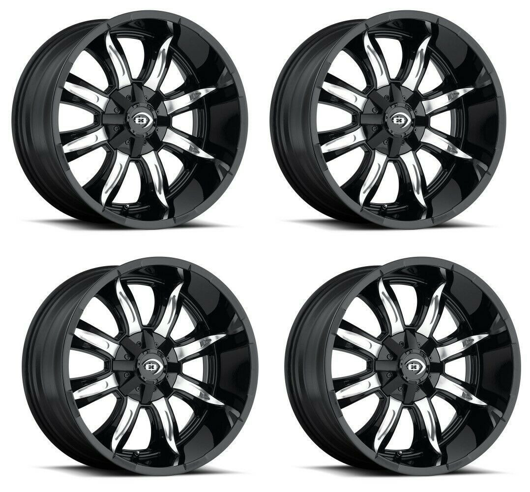 Set 4 18" Vision 423 Manic Gloss Black Machined Face 18x9 Wheels 8x170 -12mm Rims