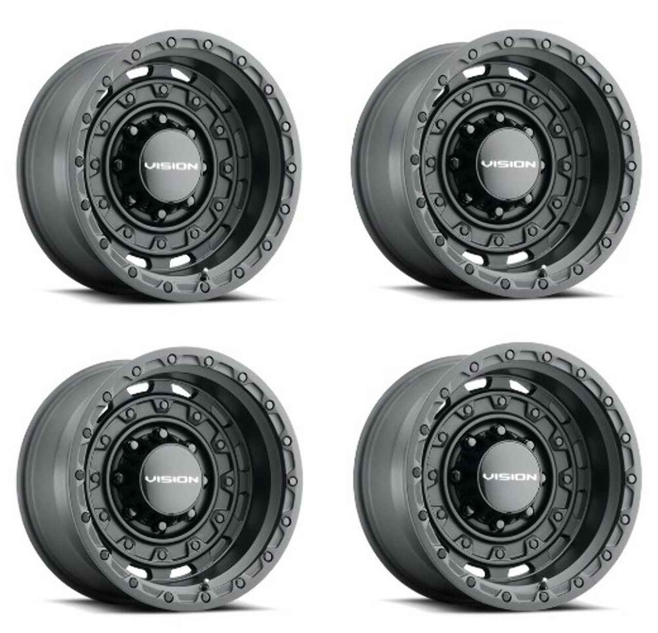 Set 4 20" Vision Off-Road 403 Tactical Satin Black Wheels 20x9.5 8x6.5 Rim -18mm