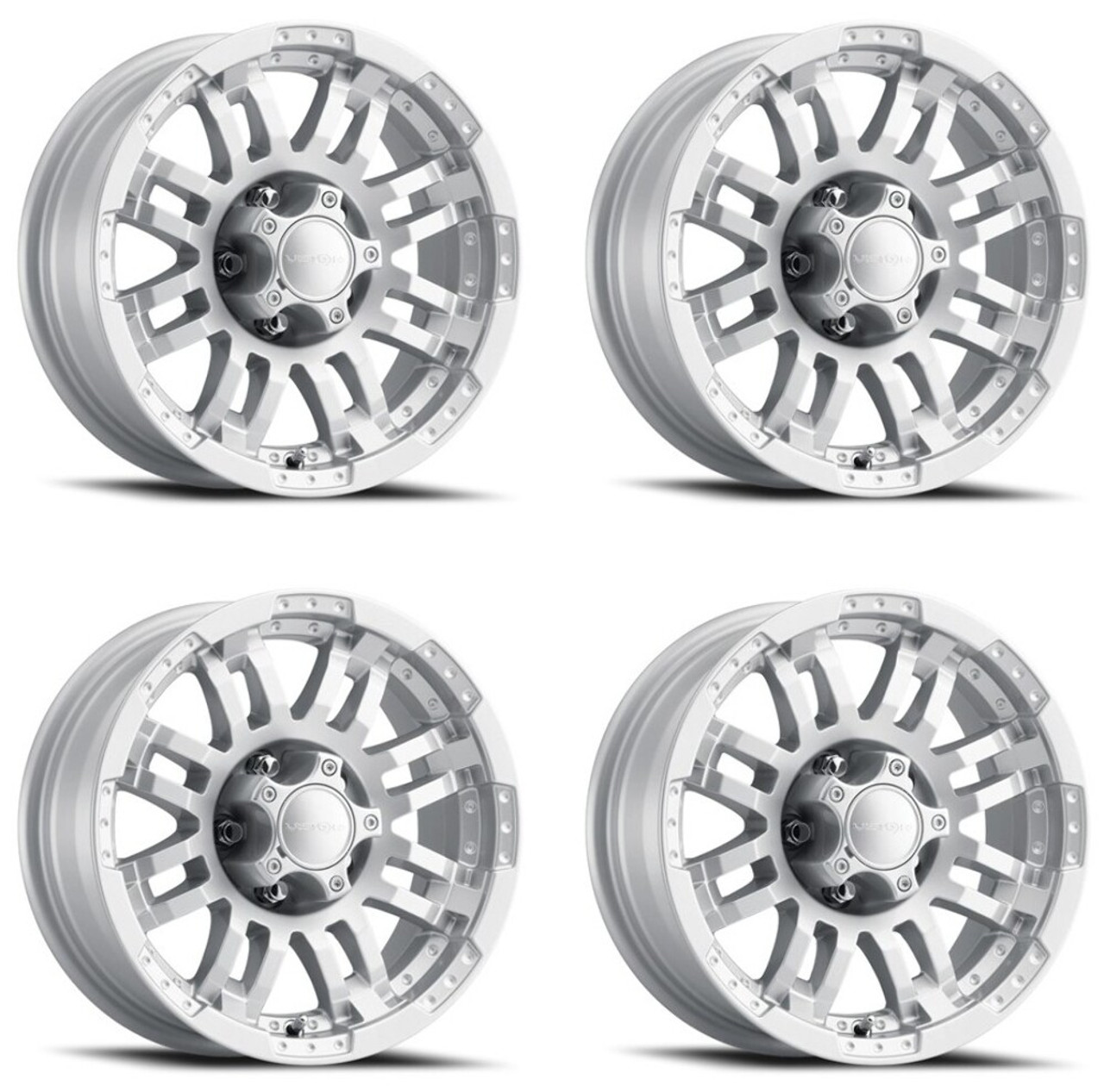 Set 4 15" Vision HD 375 Warrior Marine Paint Silver Wheels 15x6 5x5 Rims 0mm Set 4 15" Vision HD 375 Warrior Marine Paint Silver Wheels 15x6 5x5 Rims 0mm