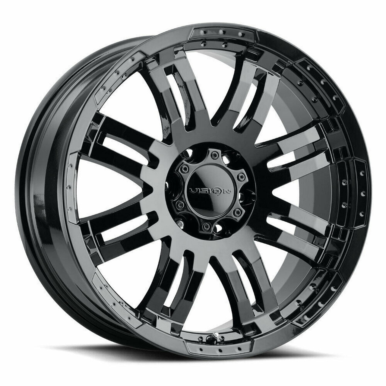 Set 4 17" Vision Off-Road 375 Warrior Gloss Black Wheels 17x8.5 5x5.5 Rims 18mm