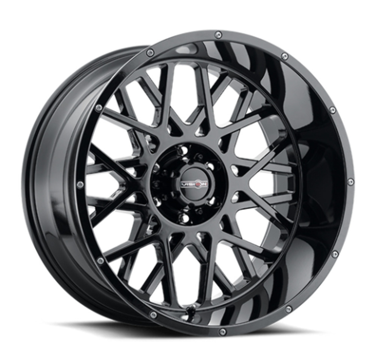 20" Vision Off-Road 412 Rocker Gloss Black Wheel 20x10 8x170 For Ford Rim -25mm