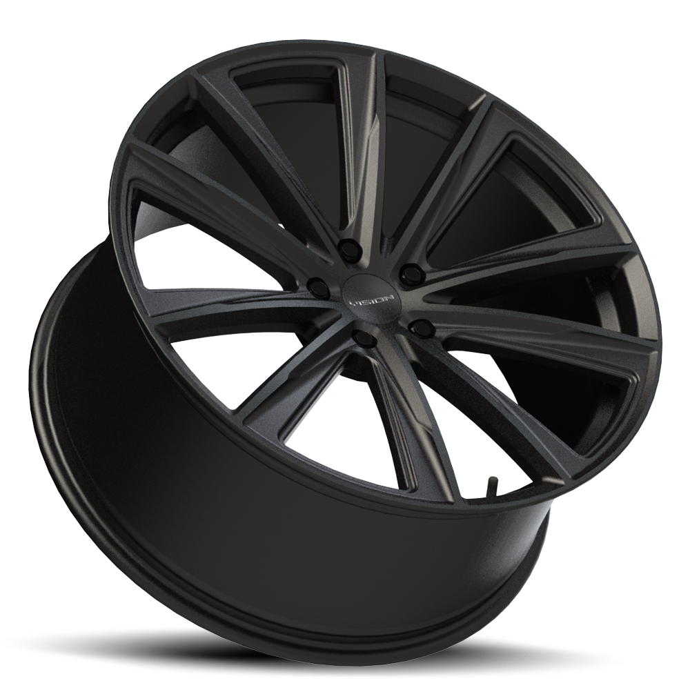 Set 4 20" Vision Street 471 Splinter Satin Black Wheels 20x9 5x4.5 Rims 38mm
