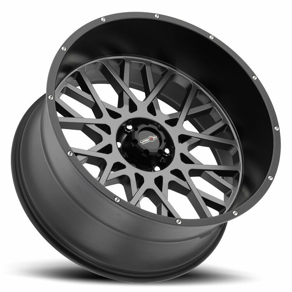 18" Vision Off-Road 412 Rocker Anthracite w/ Satin Black Lip 18x9 6x135 Rim 12mm