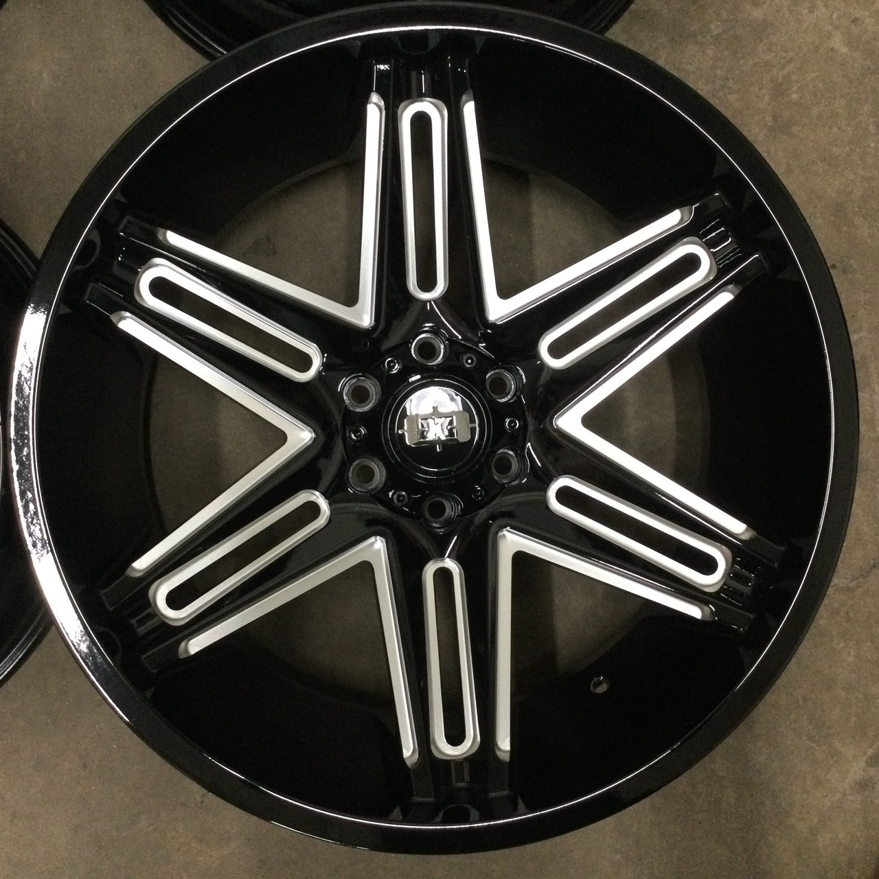 24" Vision 363 Razor Gloss Black Milled Spoke Wheel 24x12 8x180 Lifted Rim -51mm