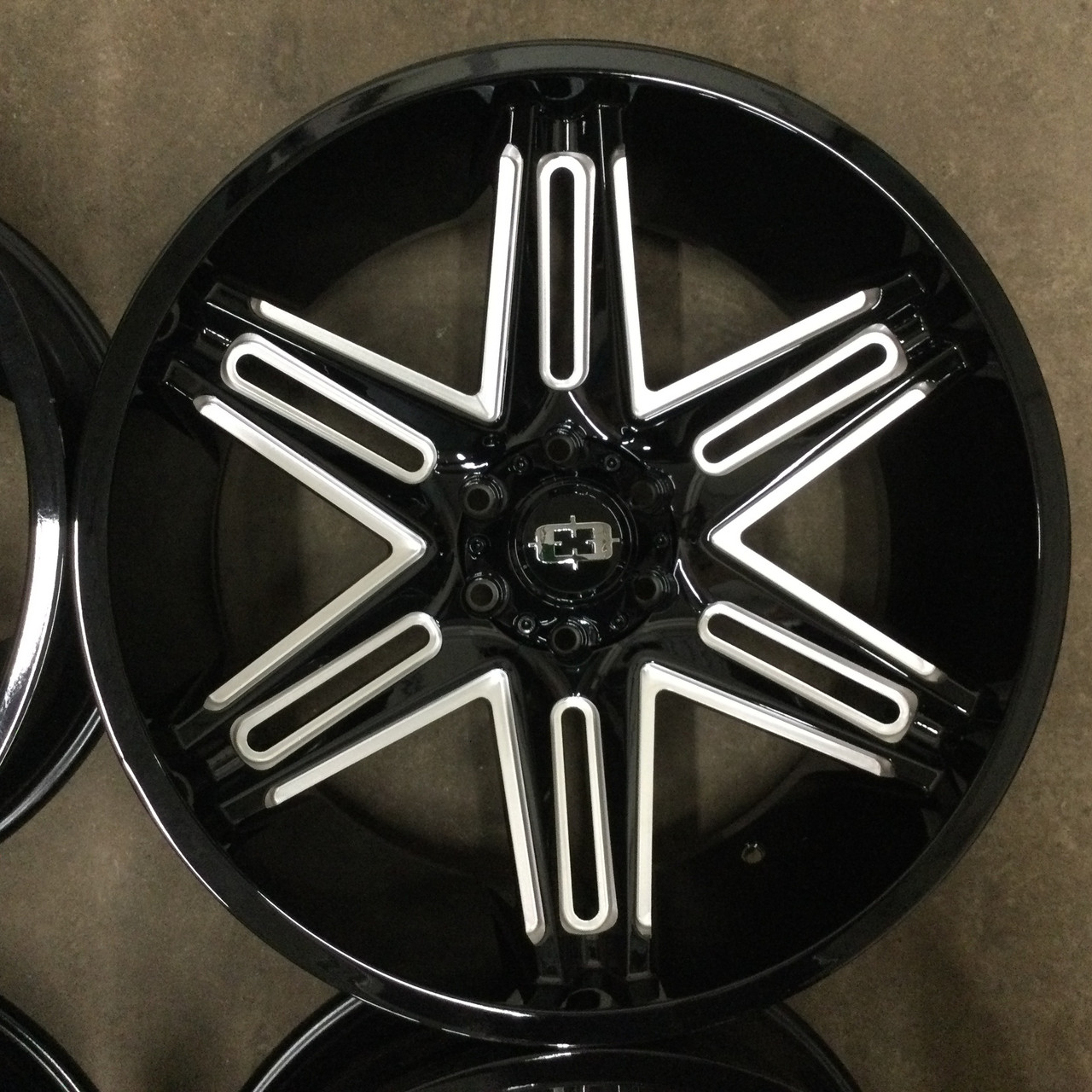 Set 4 24" Vision 363 Razor Gloss Black Milled Spoke 24x12 Wheels 8x170 -51mm Rims
