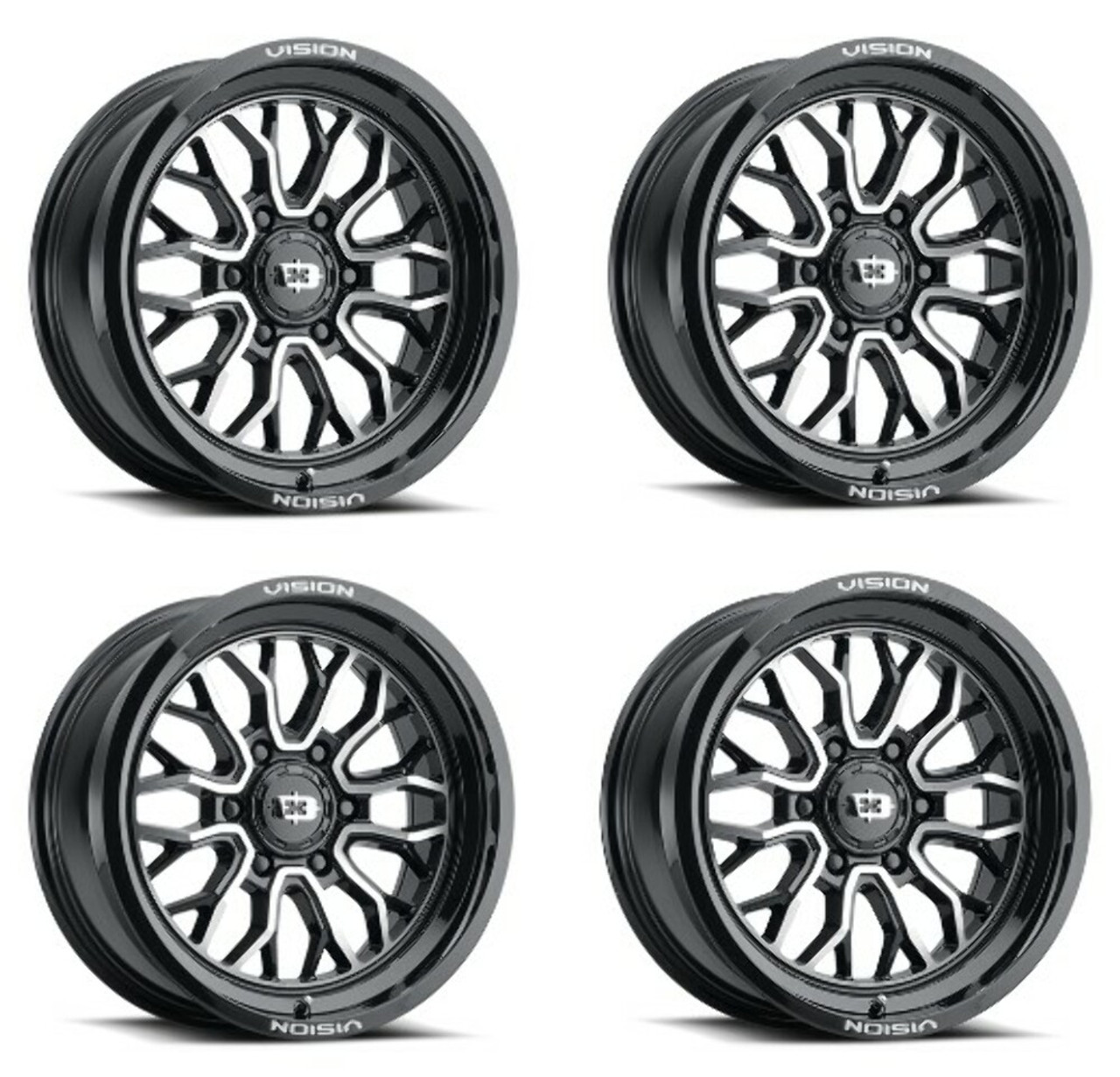 Set 4 20" Vision Off-Road 402 Riot Black Machined Face Wheels 20x9 5x5 Rims 10mm Set 4 20" Vision Off-Road 402 Riot Black Machined Face Wheels 20x9 5x5 Rims 10mm