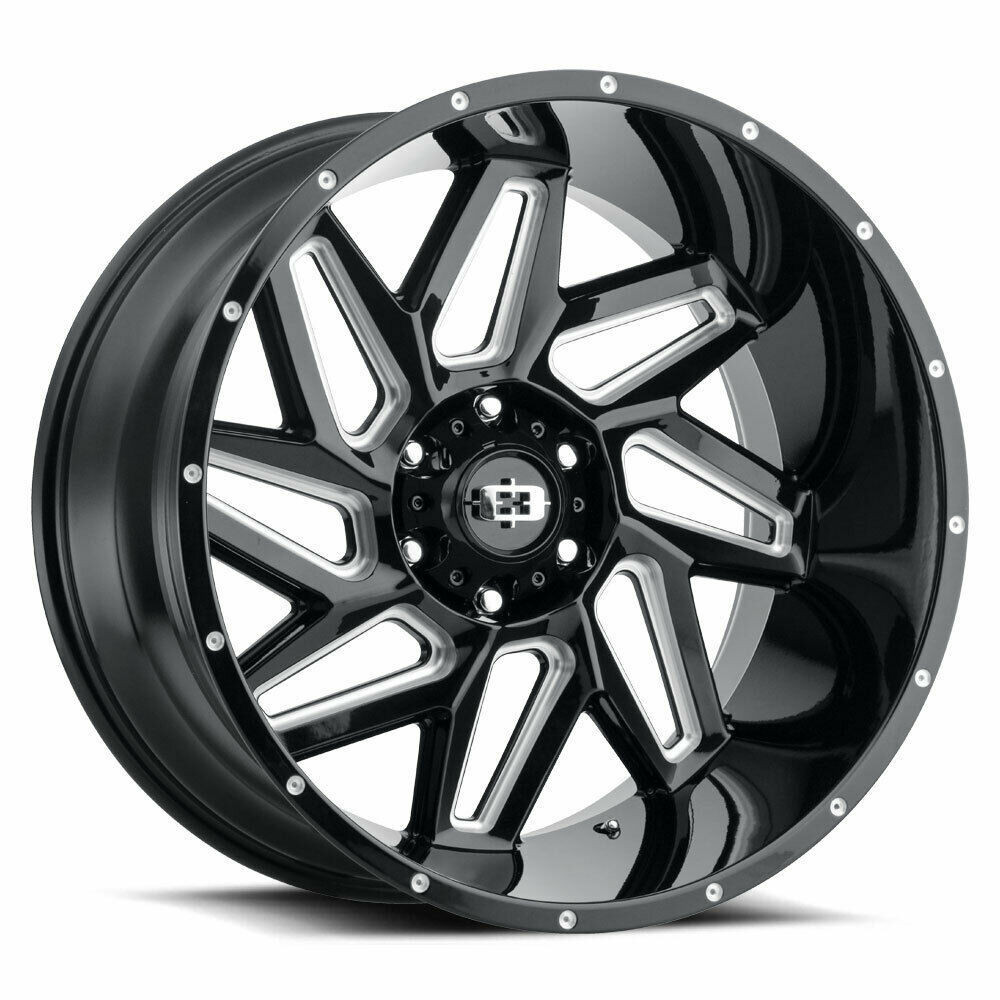 Set 4 20" Vision 361 Spyder Gloss Black Milled Spoke Wheels 20x9 5x5 10mm Rims