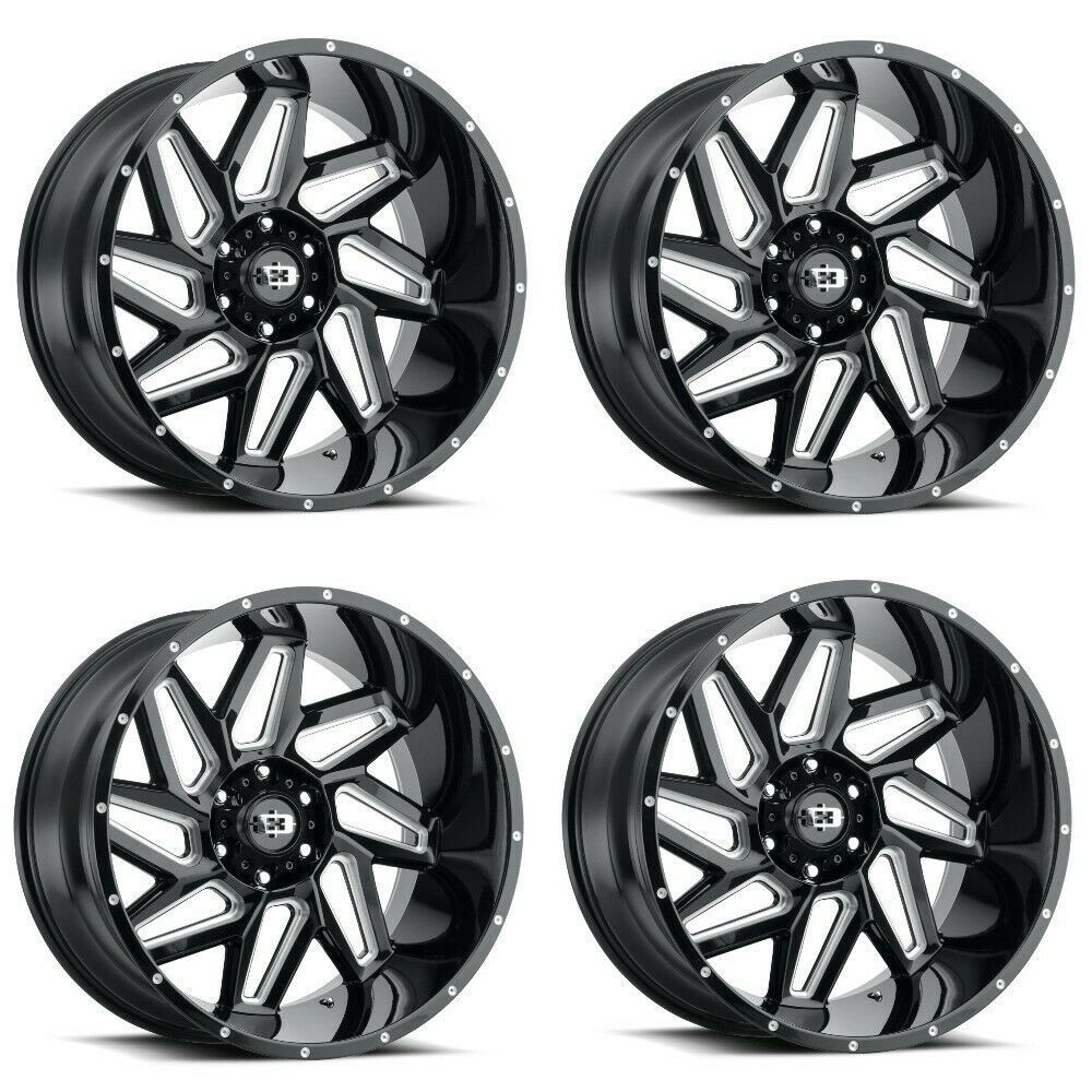 Set 4 20" Vision 361 Spyder Gloss Black Milled Spoke Wheels 20x9 5x5 10mm Rims