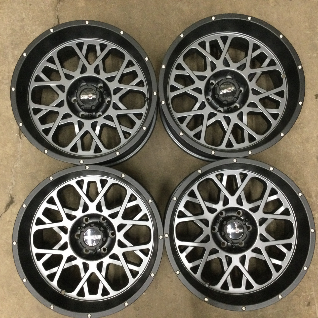 Set 4 20" Vision 412 Rocker Anthracite Satin Black Lip Wheels 20x12 8x170 -51mm Set 4 20" Vision 412 Rocker Anthracite Satin Black Lip Wheels 20x12 8x170 -51mm