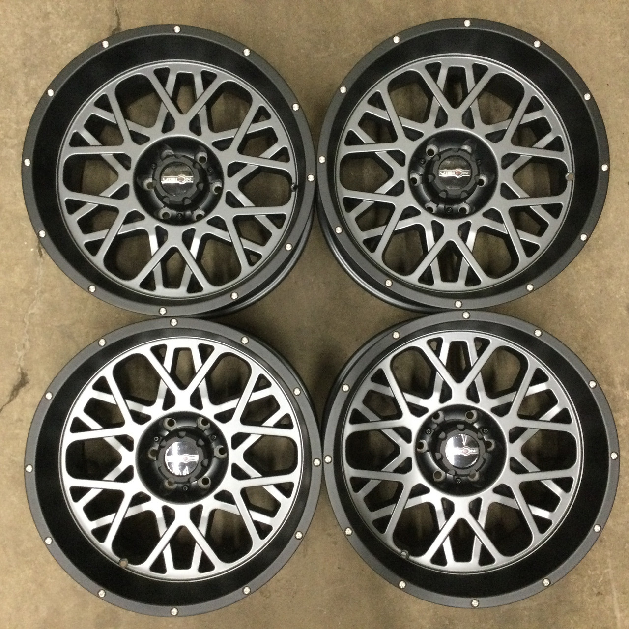 Set 4 20" Vision 412 Rocker Anthracite Satin Black Lip Wheels 20x12 8x170 -51mm Set 4 20" Vision 412 Rocker Anthracite Satin Black Lip Wheels 20x12 8x170 -51mm