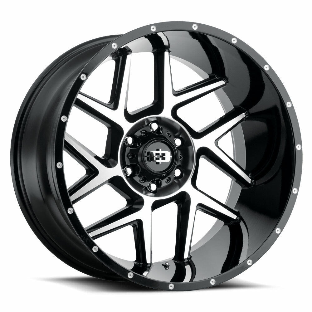 Set 4 20" Vision 360 Sliver Gloss Black Machined Face Wheels 20x10 5x150 -25mm