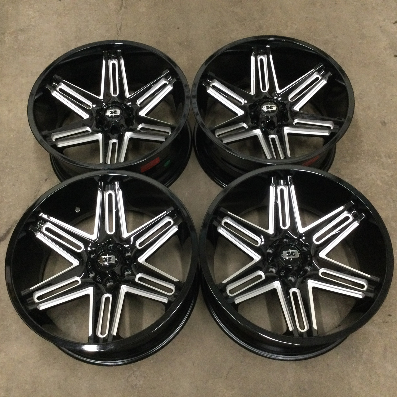 Set 4 20" Vision 363 Razor Gloss Black Milled Spoke Wheels 20x12 5x5 Rims -51mm