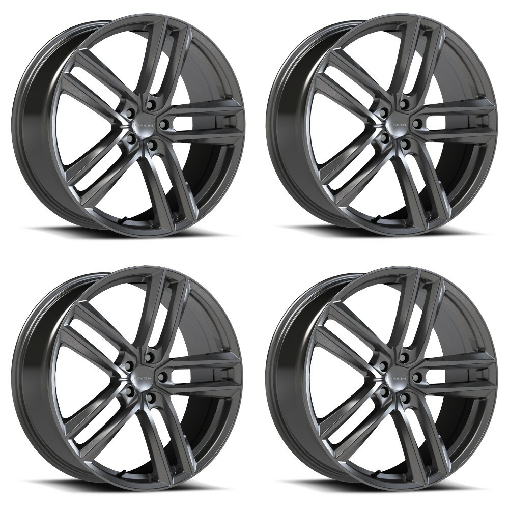 Set 4 18" Vision 475 Clutch Gunmetal 18x8.5 Wheels 5x120 38mm Rims