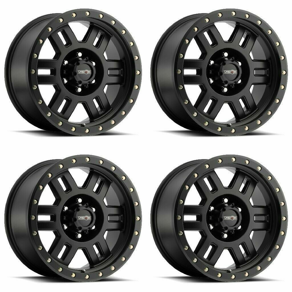Set 4 18" Vision 398 Manx  Matte Black 18x9 Wheels 8x6.5 (8x165.1) -12mm Rims