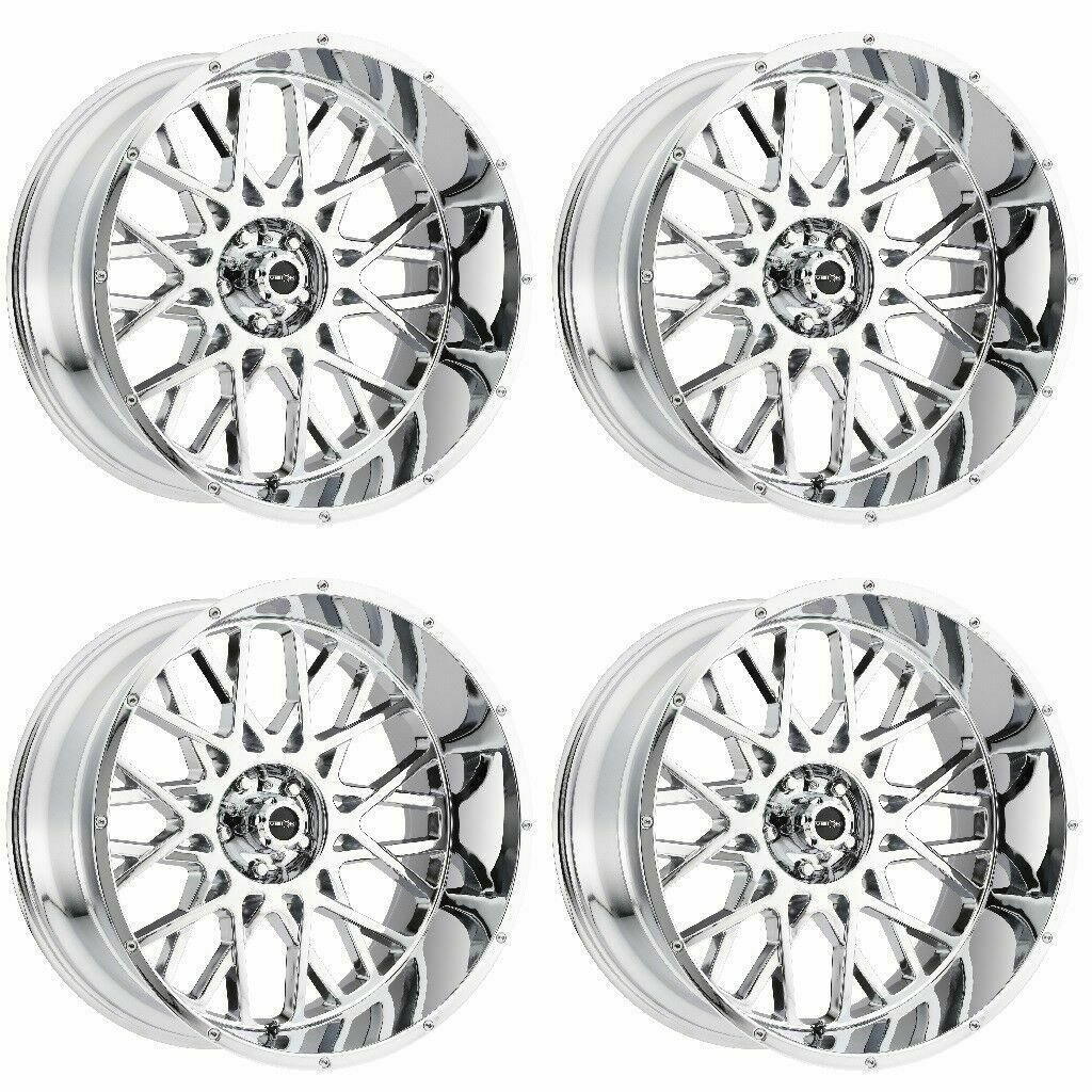 Set 4 24" Vision 412 Rocker Chrome 24x12 Wheels 6x5.5 (6x139.7) -51mm Rims