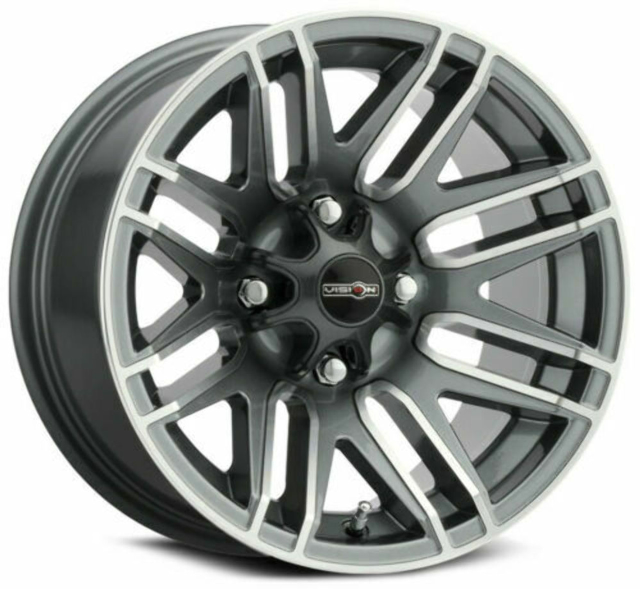 14" Vision ATV 112 Assault Gunmetal Machined Face Wheel 14x8 4x156 -10.2mm Rim