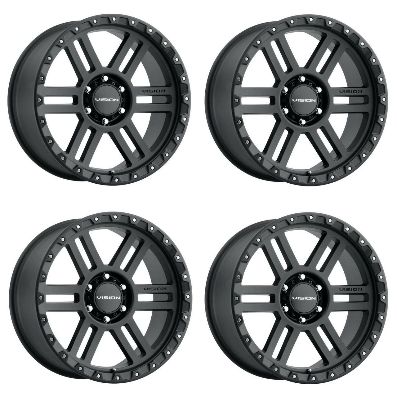 Set 4 17" Vision Off-Road 354 Manx 2 Satin Black Wheels 17x9 8x6.5 Rims 12mm