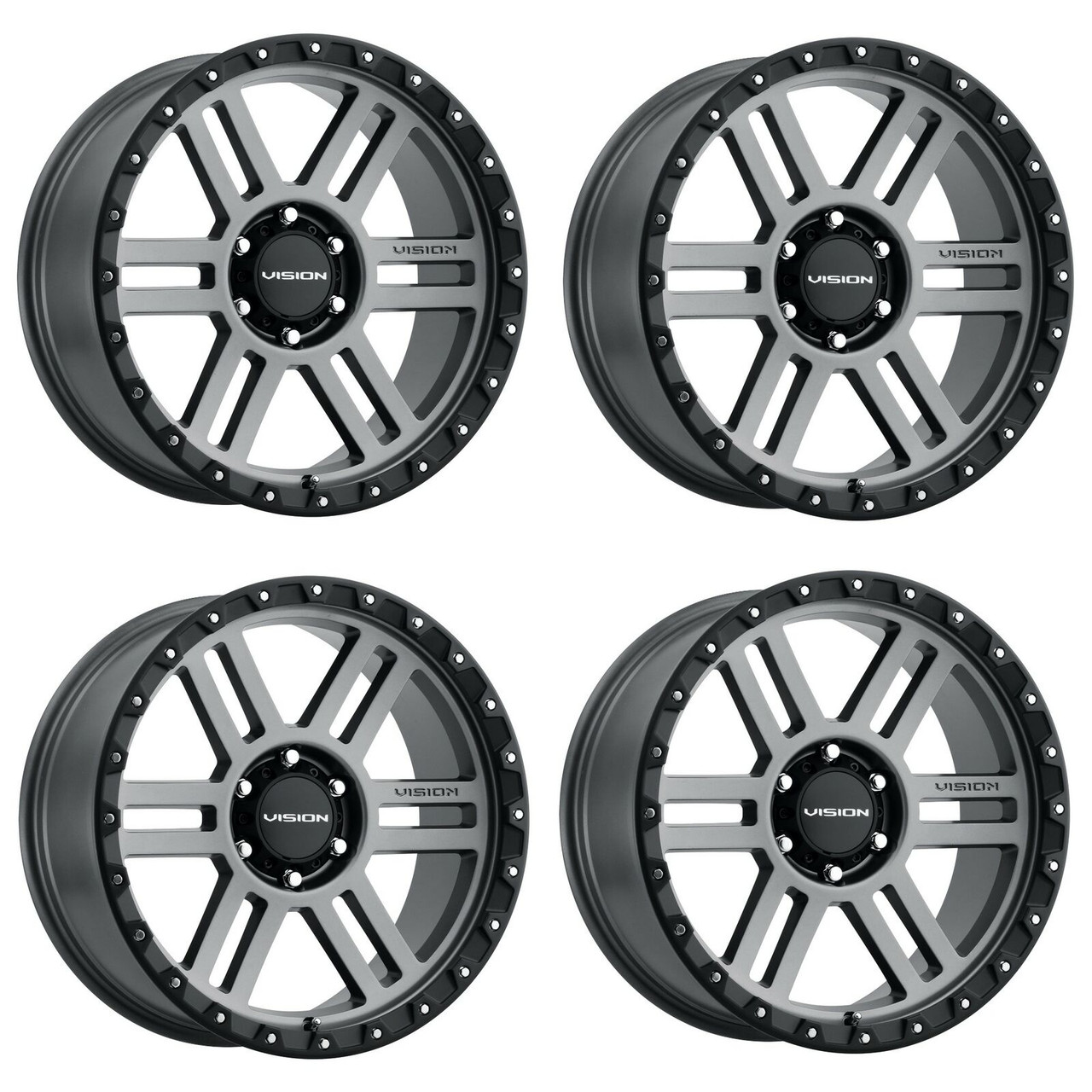 Set 4 17" Vision 354 Manx 2 Satin Grey 17x9 Wheels 8x6.5 (8x165.1) 12mm Rims