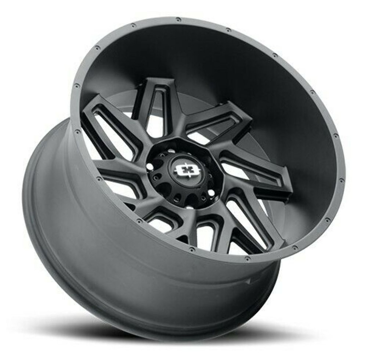 Set 4 20" Vision Off-Road 361 Spyder Satin Black Wheels 20x9 6x135 12mm Rims
