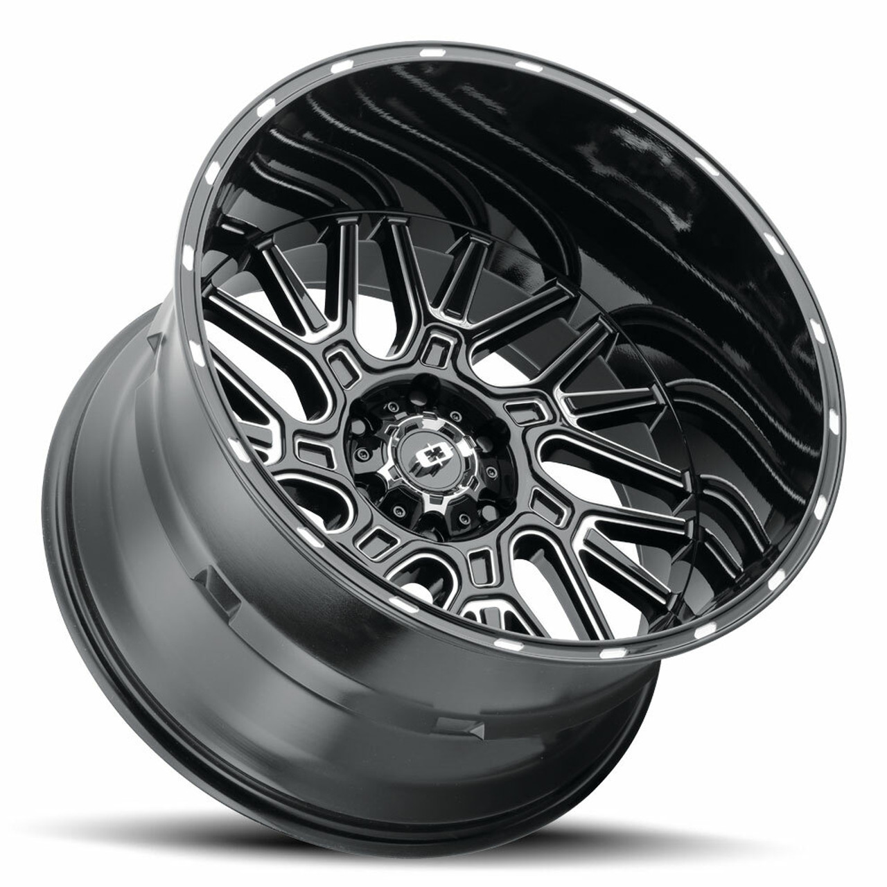 20" Vision Off-Road 404 Brawl Gloss Black Milled Spoke Wheel 20x9 6x5.5 Rim 12mm